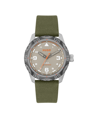 Relógio #Trek Aço IP Cinzento e Nylon Verde