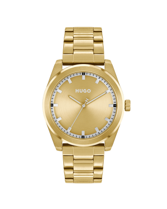 Rel&oacute;gio Homem #BRIGHT A&ccedil;o IP Dourado