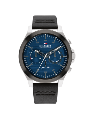 Relógio Multifunções Homem Aço e Pele