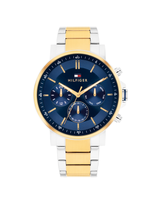 Relógio Homem Multifunções Aço Bicolor