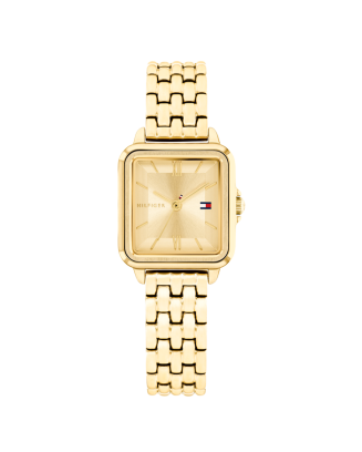 Relógio Mulher Quadrado Aço IP Dourado