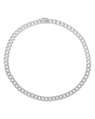Colar Links Half Ouro Branco E Diamantes
