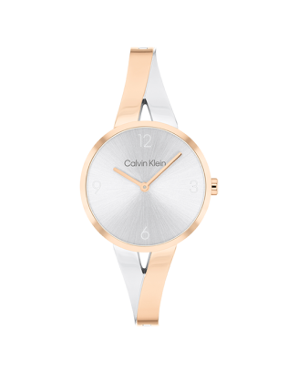 Relógio Senhora Prateado e Dourado Rosa em Aço