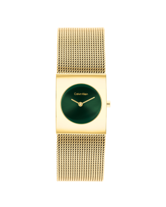 Rel&oacute;gio Senhora Verde e Dourado