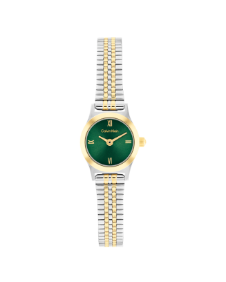Rel&oacute;gio Senhora Verde e Dourado