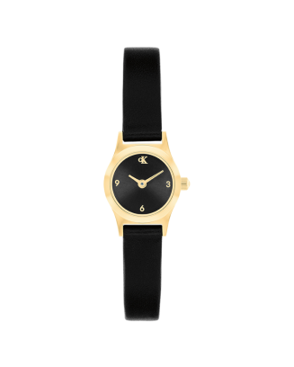 Rel&oacute;gio Senhora Preto e Dourado Pele