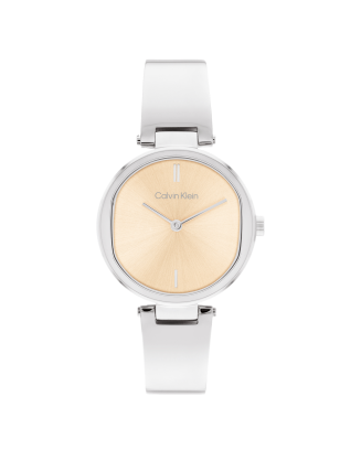 Relógio Senhora Dourado Rosa e Aço com Bangle