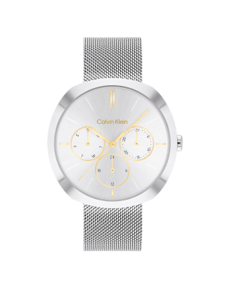 Relógio Senhora Aço e Dourado em Malha Milanesa