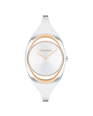 Relógio Senhora Prateado e Dourado Rosa com Bangle S/M