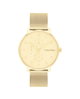 Relógio Senhora Dourado em Malha Milanesa