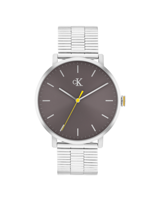 Rel&oacute;gio Homem em A&ccedil;o e Cinza