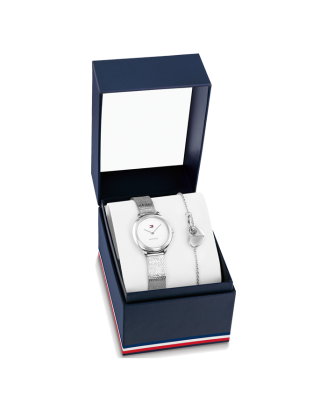 Set Mulher Relógio e Pulseira Aço