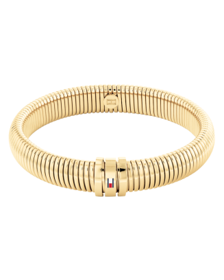 Pulseira Mulher Elástico Aço IP Dourado