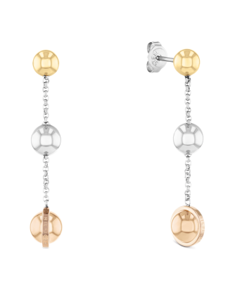 Brincos esferas pendentes tricolor