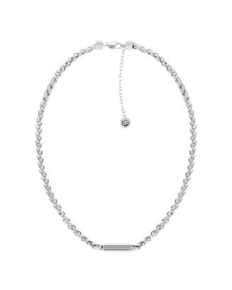 Colar Senhora malha prateada e cristais