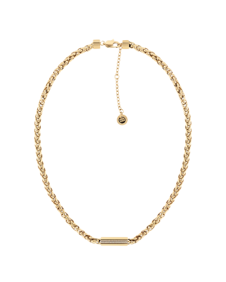 Colar Senhora malha dourada e cristais