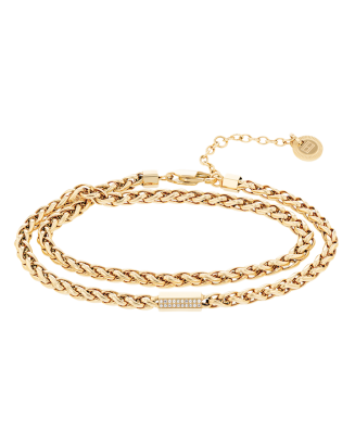 Pulseira Senhora malha dourada cristais