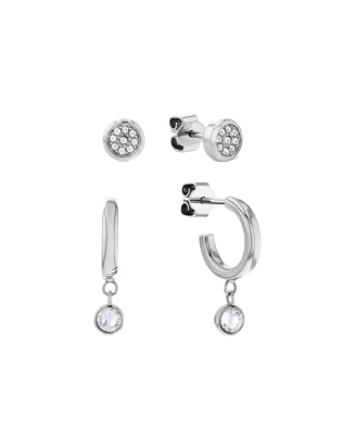 Set Mulher Brincos A&ccedil;o e Cristais