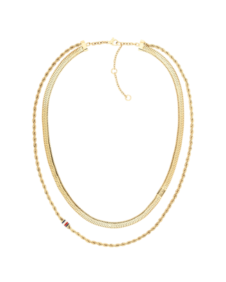 Colar Duplo Mulher Aço Dourado