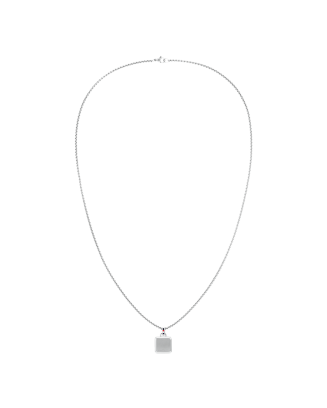 Colar Aço com Pendente quadrado
