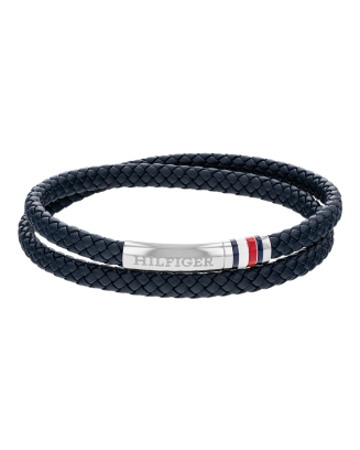 Pulseira dupla Homem em aço e pele azul