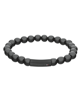 Pulseira Homem preta em aço e ónix