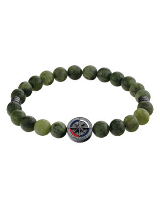 Pulseira Homem A&ccedil;o IP Cinza e Jade