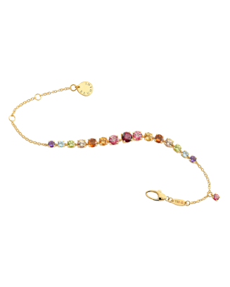 Pulseira Ouro Amarelo, Pedras Diversas e Diamantes