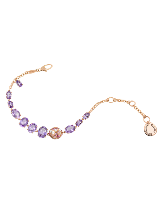 Pulseira Ouro Rosa, Ametista, Turmalina, Top&aacute;zio e Safira