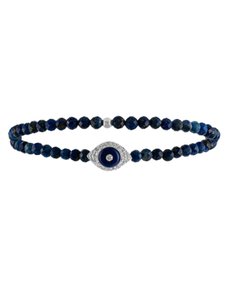 Pulseira Pumped Eye Ouro Branco, L&aacute;pis Lazuli e Diamantes