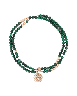 Pulseira Ouro Rosa Hamsa Malaquite