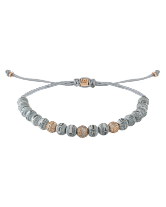 Pulseira Corda, Beads Ouro Rosa, Branco E Diamantes