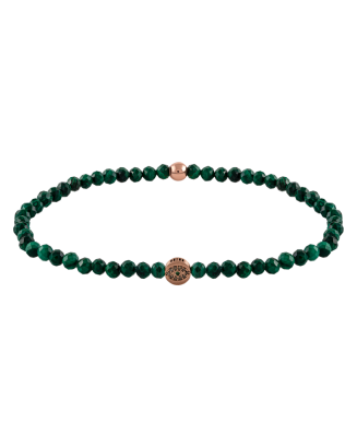 Pulseira Hamsa Evil Eye, Ouro Rosa, Diamantes E Malaquite