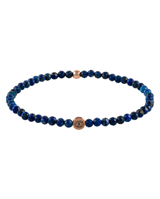 Pulseira Hamsa Eye Ouro Rosa, Safira Azul, Lapis Lazuli