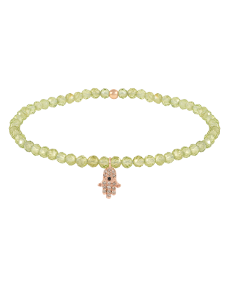 Pulseira Hamsa, Peridoto E Diamantes Castanhos