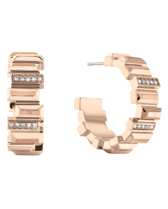 Brincos Argola Senhora Dourado Rosa com Cristais