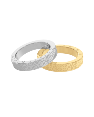 Anel Duplo Senhora Aço e Dourado