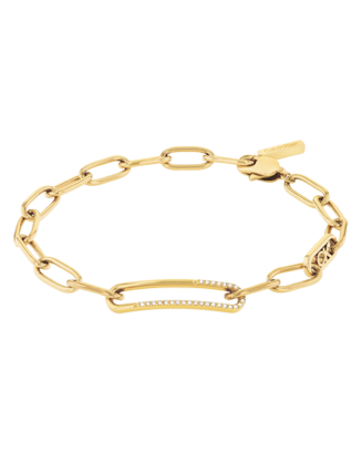 Pulseira Senhora em Aço Dourado com Cristais