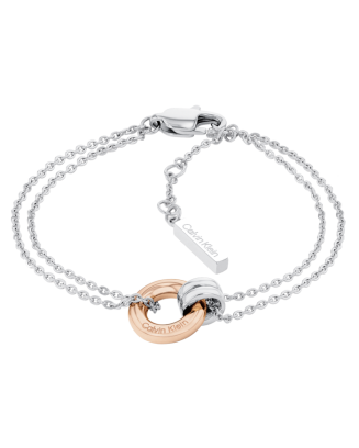 Pulseira Senhora em Aço e Dourado Rosa