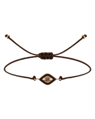 Pulseira Mini Evil Eye Castanha Enamel, Ouro Rosa E Diamante