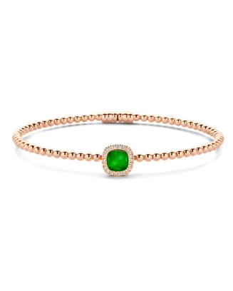 Pulseira Ouro Rosa, Esmeralda e Diamantes