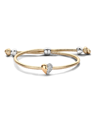 Pulseira Corda Dourada Love Ouro Rosa E Prata