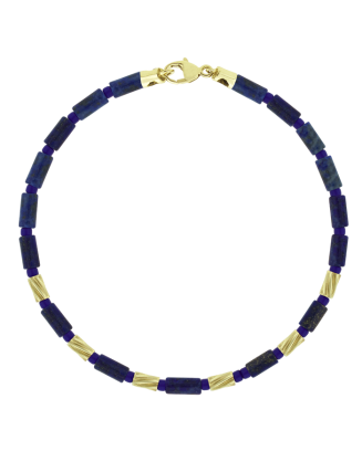 Pulseira Mini Drills em Lápiz Lazúli e Ouro Amarelo