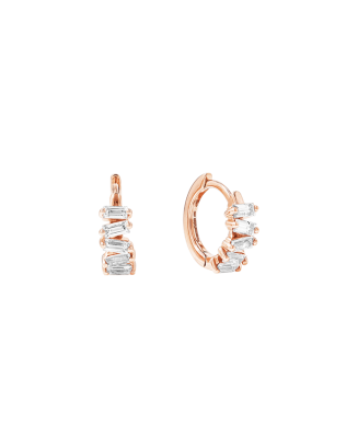 Brincos Argola Ouro Rosa e Diamantes
