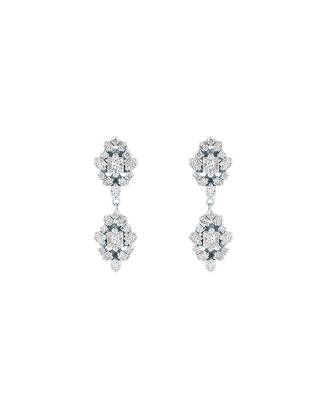 Brincos Ouro Branco e Diamantes