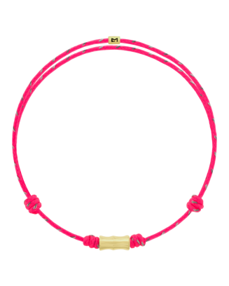 Pulseira Bamboo Rosa e Verde com Ouro Amarelo