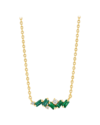 Colar Ouro Amarelo, Esmeraldas e Diamantes