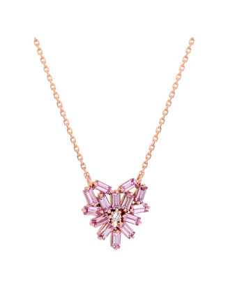 Colar Ouro Rosa, Safiras Rosa E Diamantes