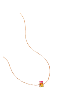 Colar Ouro Rosa e Safiras Coloridas