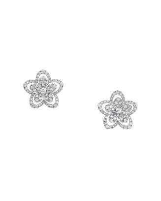 Brincos Studs Wild Flower Ouro Branco E Diamantes